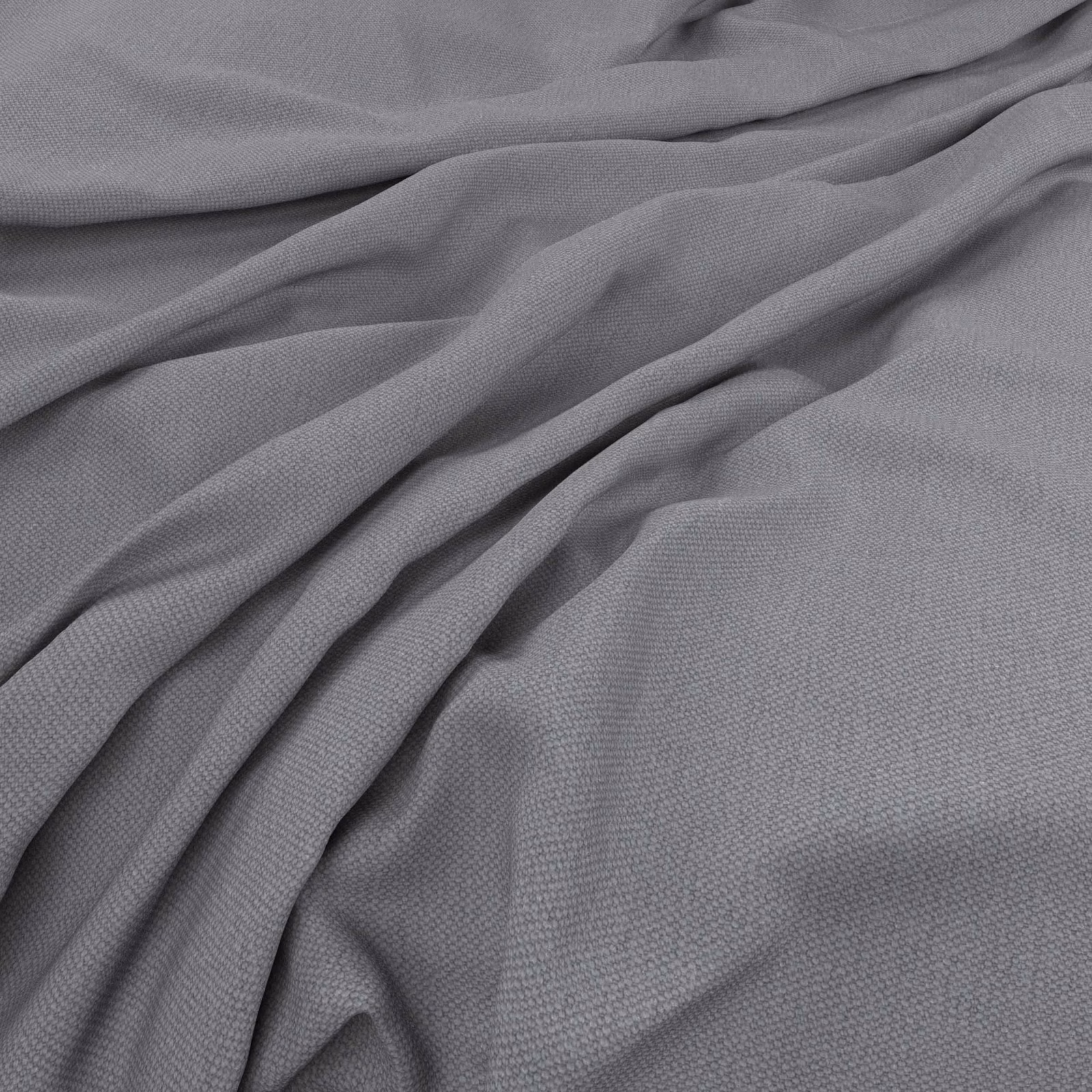 Soft slate-grey woven fabric shown in loose folds with a fine micro-texture