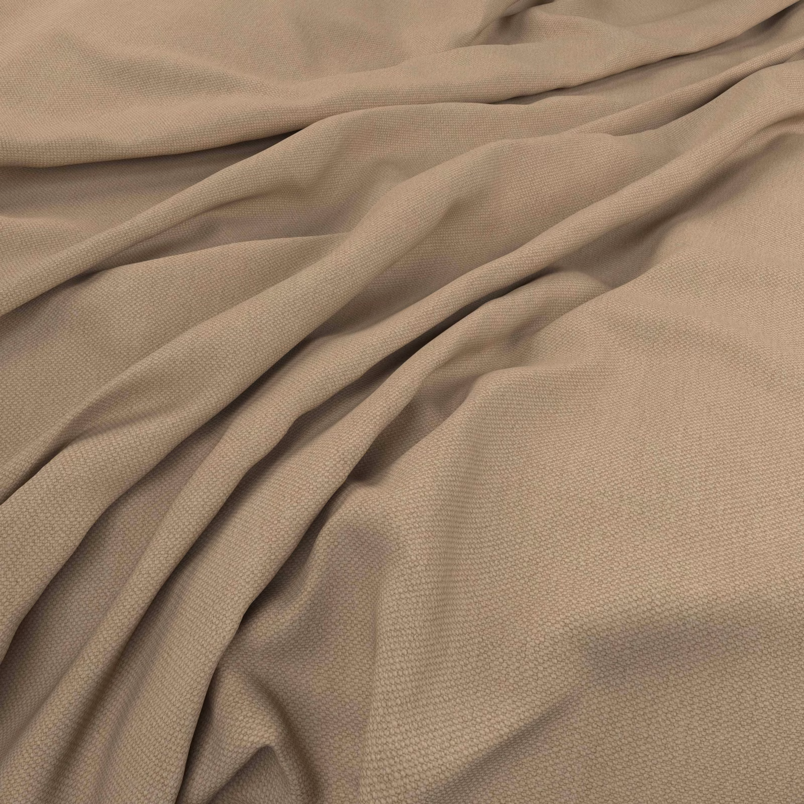 Warm mushroom-taupe woven fabric with fine microtexture falling into soft folds