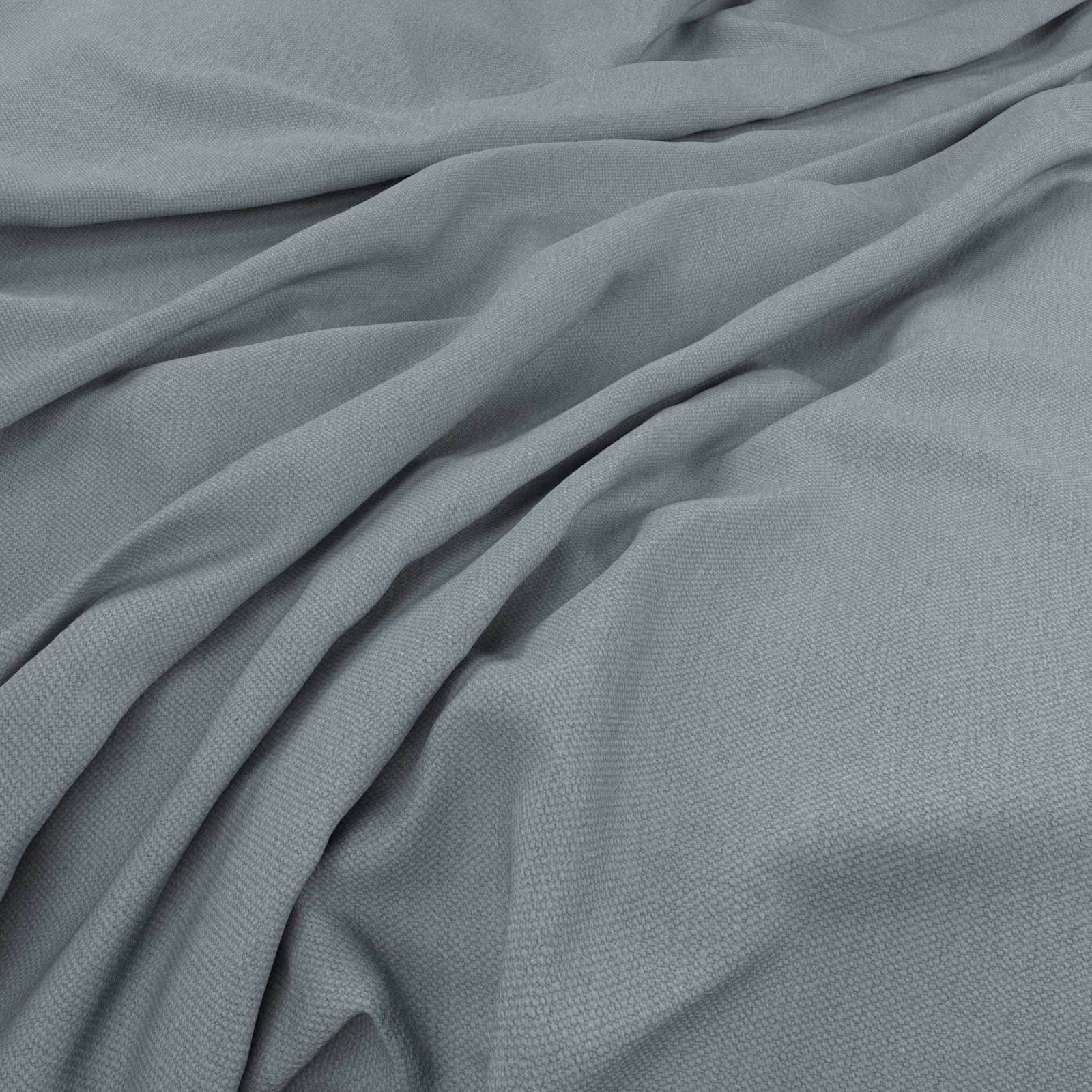 Cool blue-grey woven cloth with fine texture gathered into soft folds