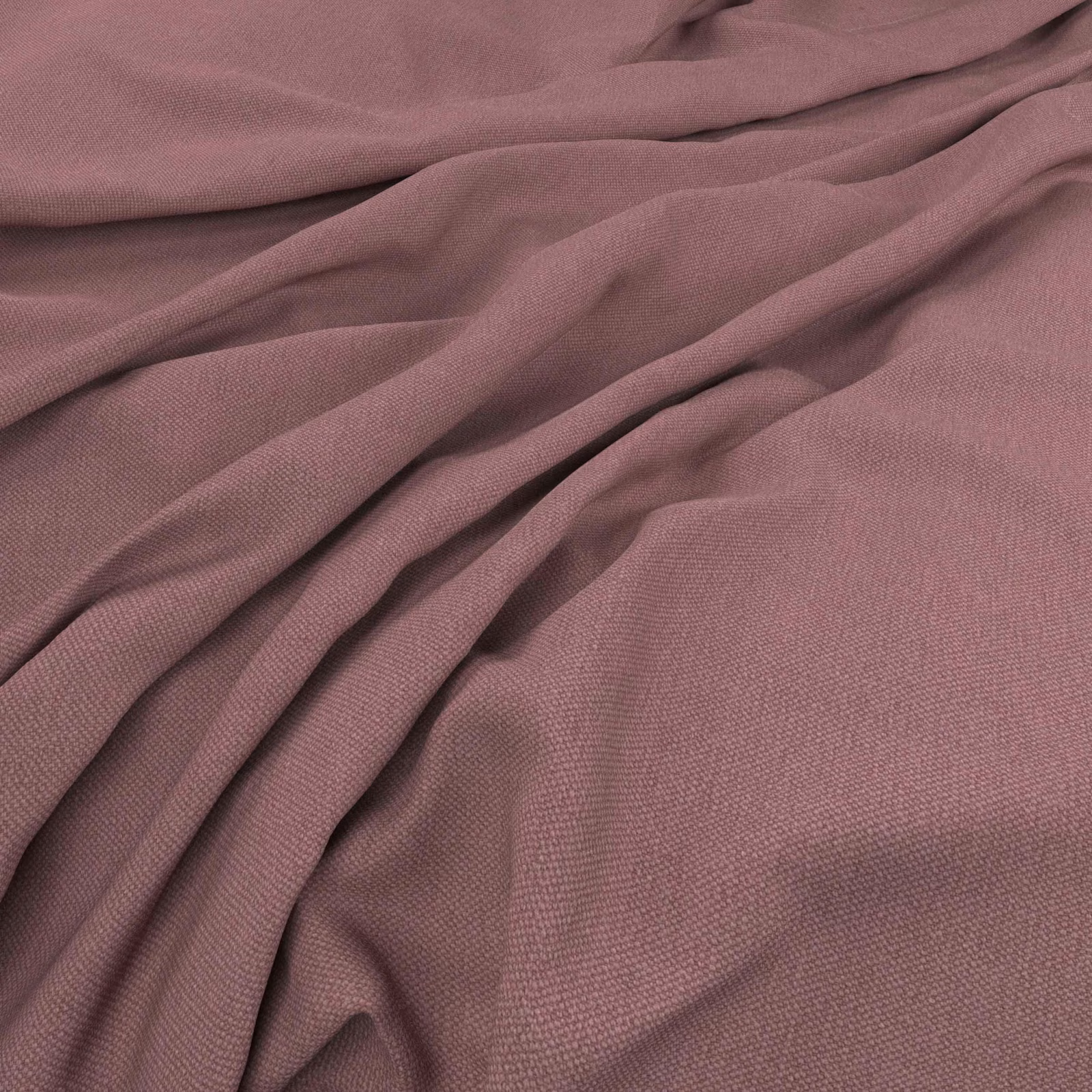Dusty mauve woven fabric gathered into soft, shadowed folds