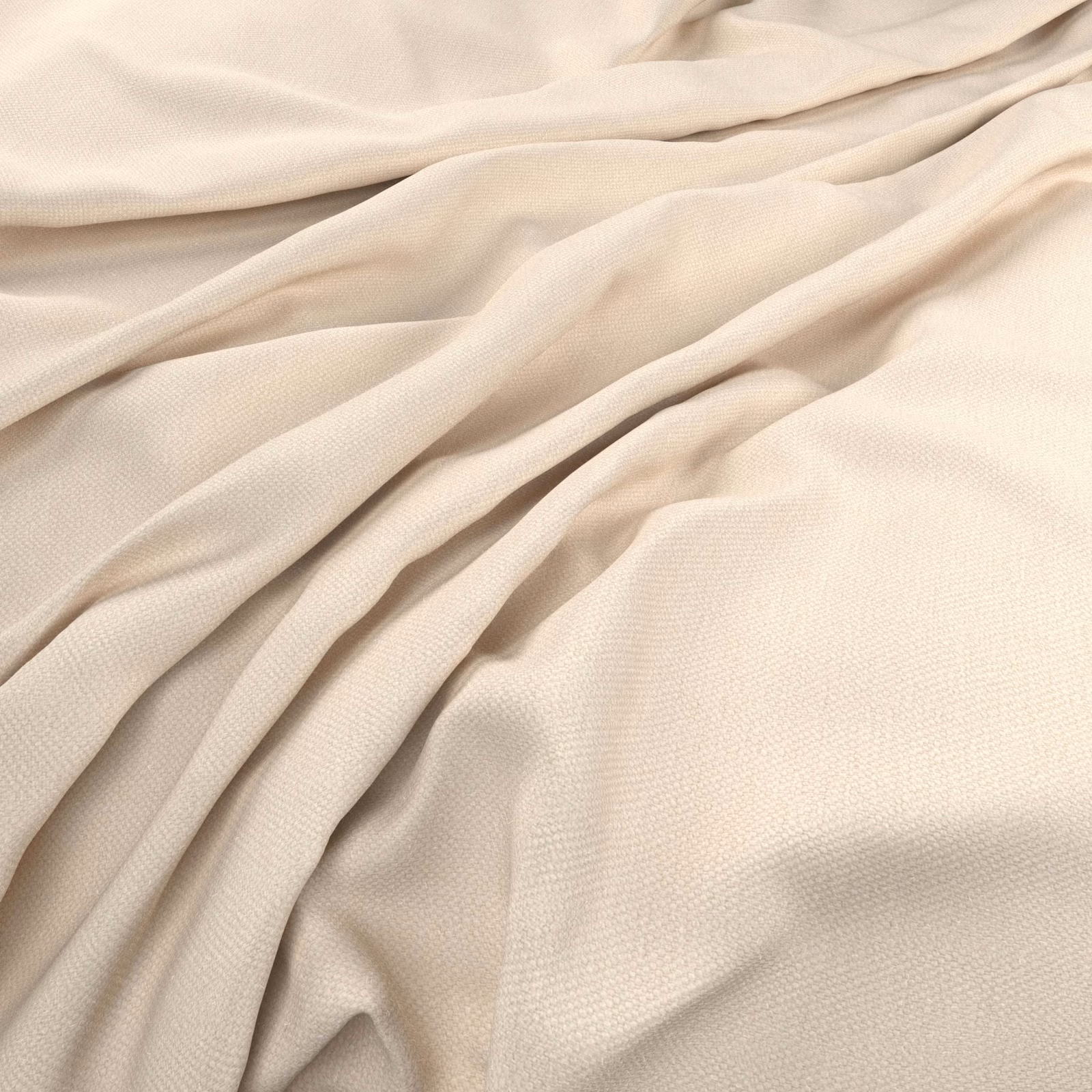 Warm ivory-beige Oxford fabric showing a fine woven texture in relaxed folds