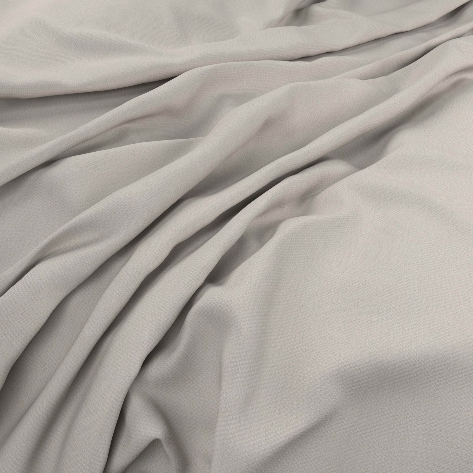 Pale pumice-grey woven fabric gathered into softly shadowed folds