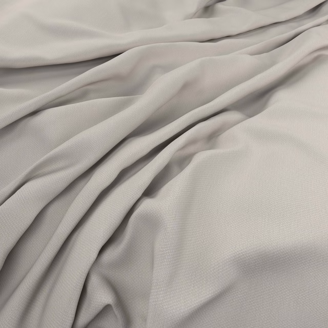 Pale pumice-grey woven fabric gathered into softly shadowed folds