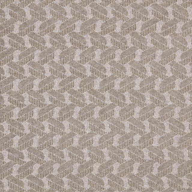 Close-up of a soft beige geometric woven upholstery fabric with small repeating motif