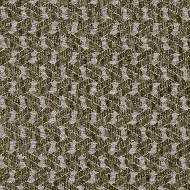 Olive moss geometric woven fabric swatch on a pale ground