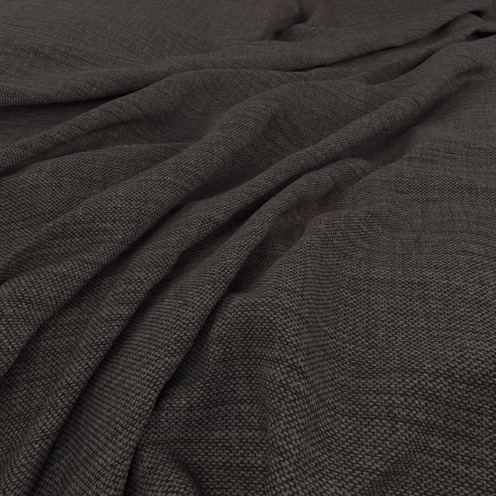 Deep charcoal woven Parasol fabric with fine texture gathered in soft folds