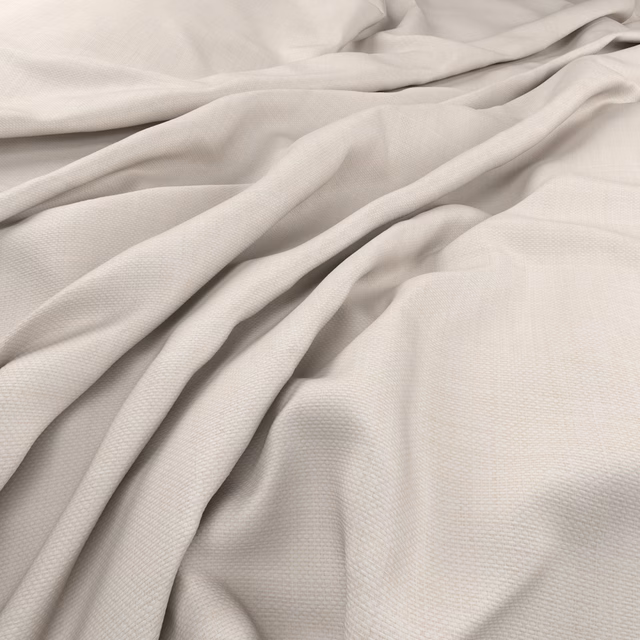 Pale icy ivory fabric with a fine woven texture gathered into soft folds