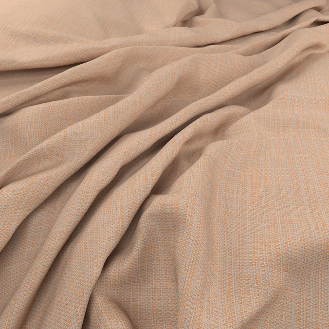 Warm peach-beige woven textile draped in soft folds with fine linear texture