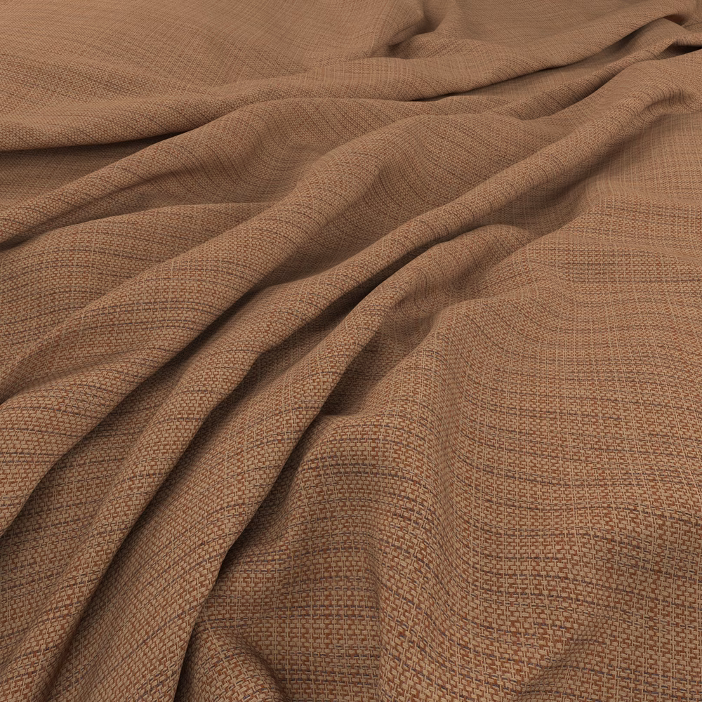 Warm Tuscan-brown fabric showing a fine crosshatched weave in soft folds