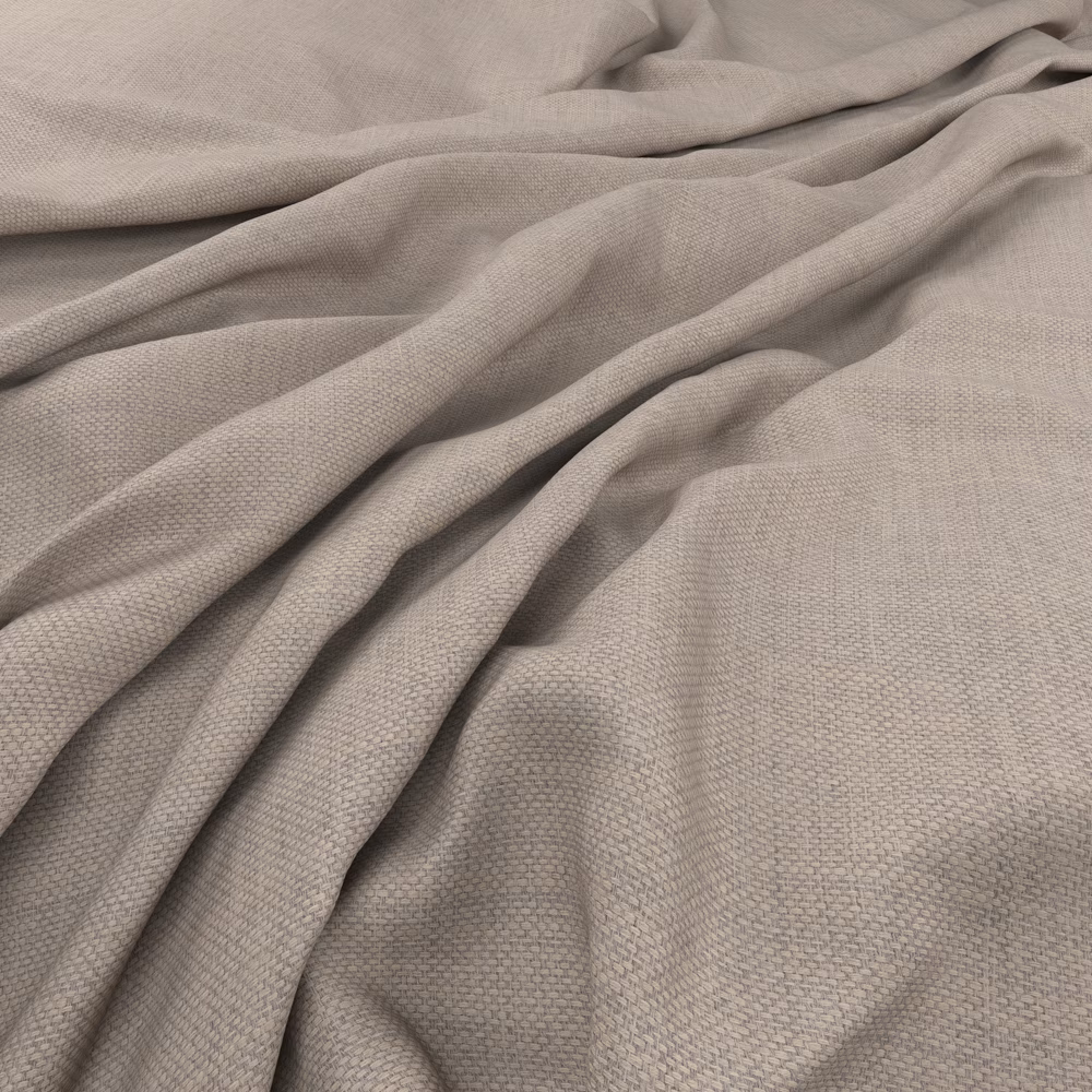 Soft greige-taupe woven textile with fine texture gathered into fluid folds