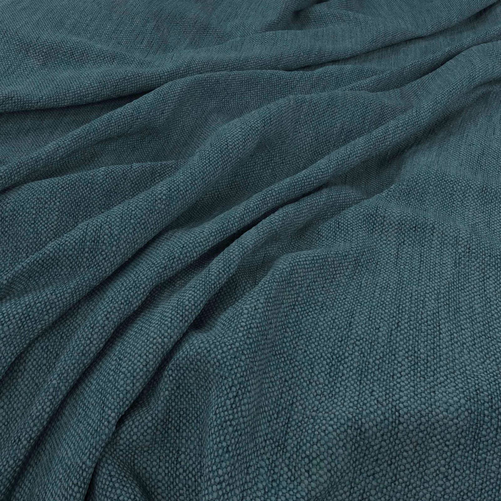 Deep blue-green teal woven fabric with a finely pebbled texture in soft folds