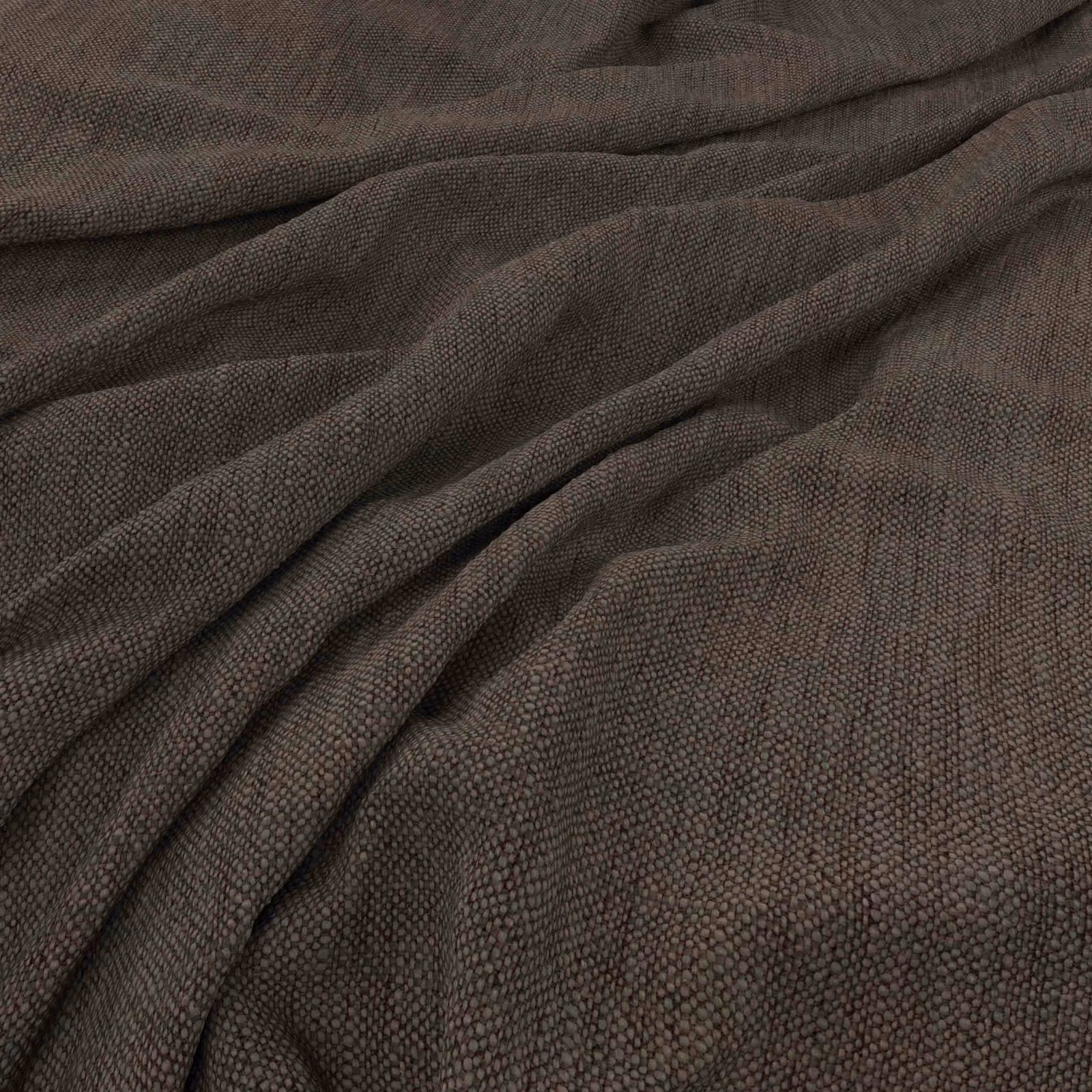 Deep bitter-brown woven texture gathered into softly shadowed folds