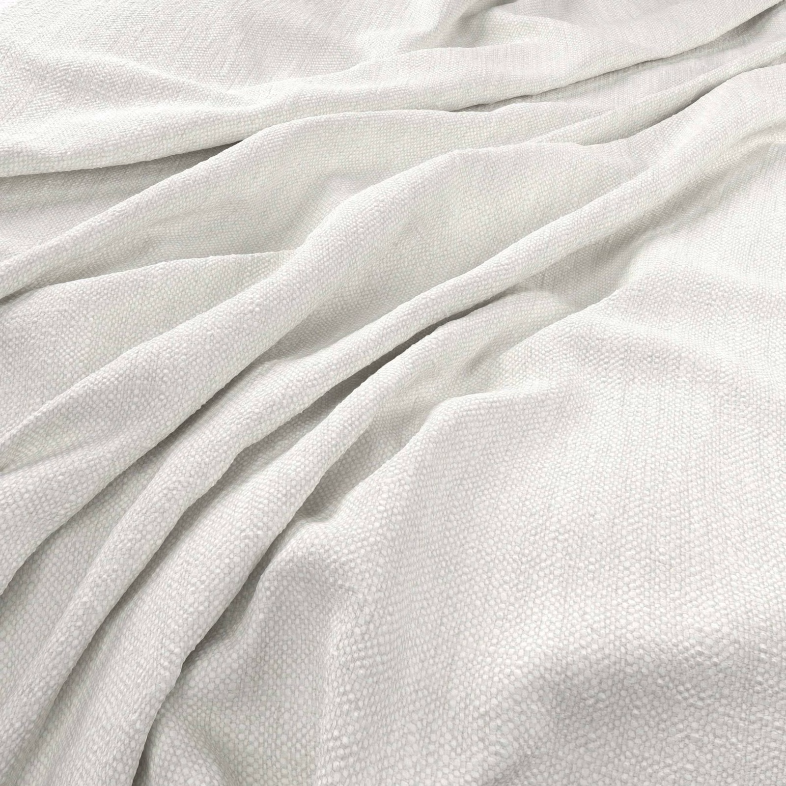 Pale ivory Parker fabric showing a fine woven texture in soft gathered folds