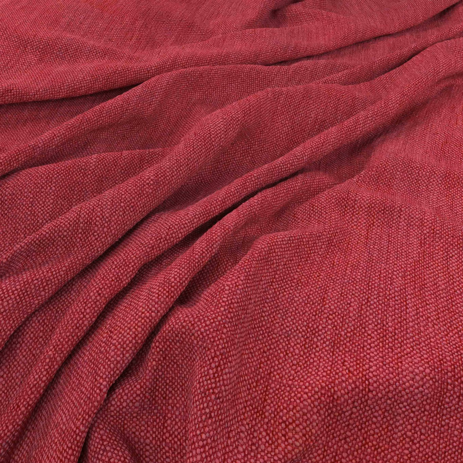 Deep fuchsia woven fabric with fine nubby texture and softly gathered folds