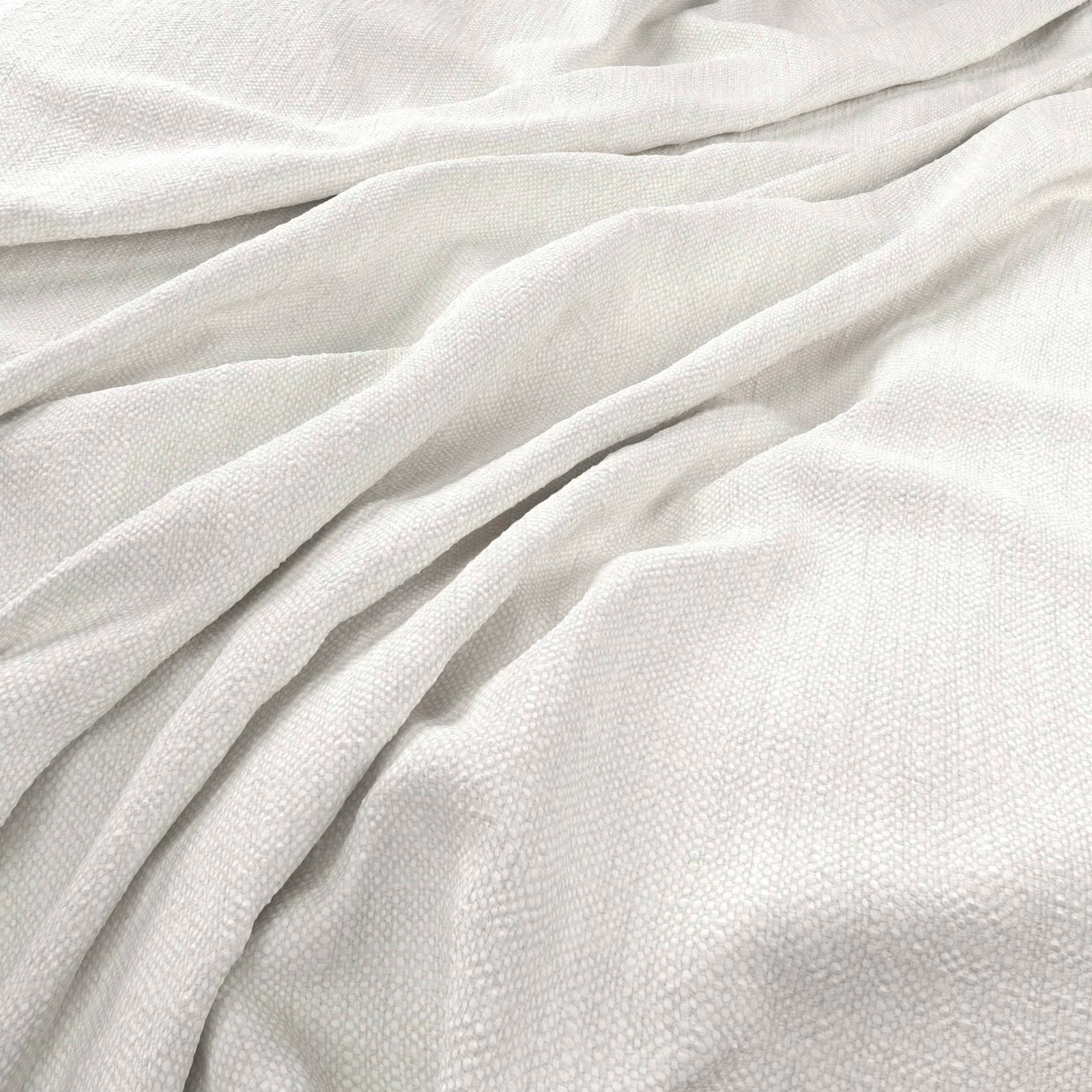 Soft optic white woven fabric with fine texture draped in gentle folds