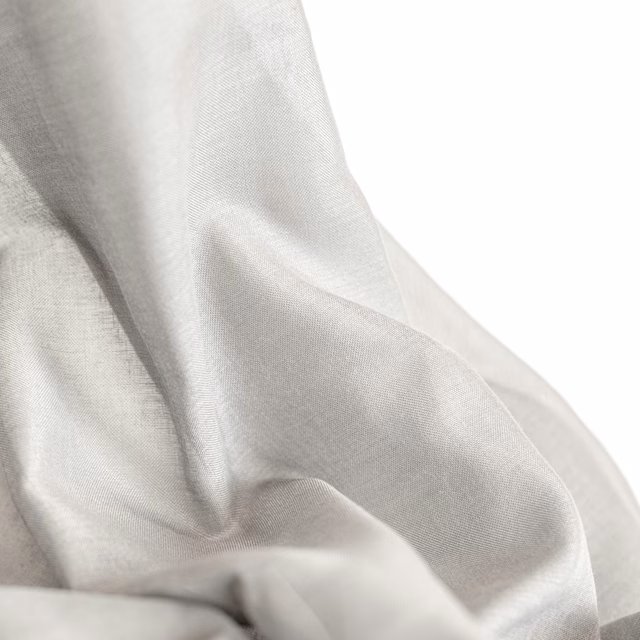 Pale silver-grey woven fabric forming softly lustrous fluid folds