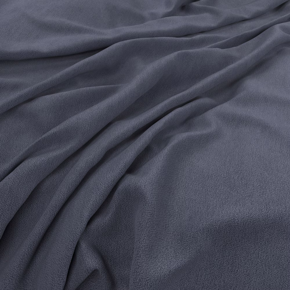 Draped muted slate-blue fabric showing a fine surface texture and soft sheen