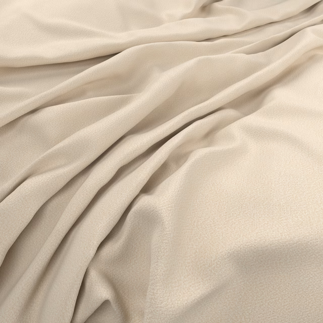 Warm peachy-cream textile with fine pebbled texture gathered into fluid folds