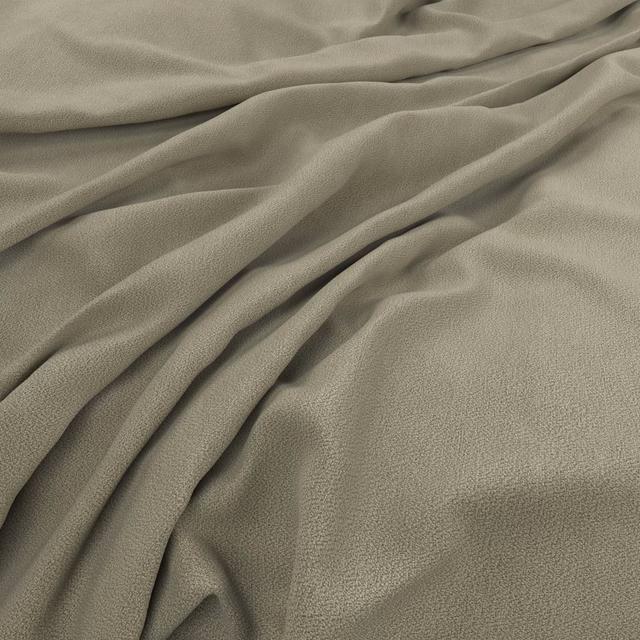Muted olive-grey fabric with fine pebbled texture gathered into soft folds
