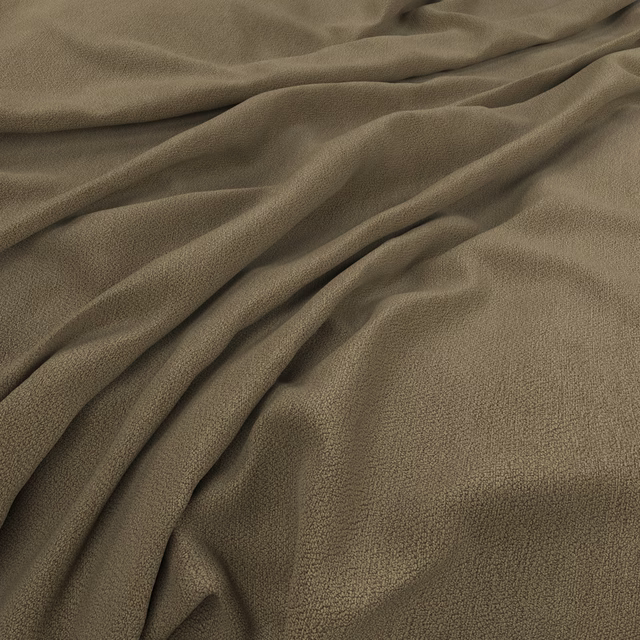 Muted taupe-lichen fabric with fine pebbled texture arranged in soft folds