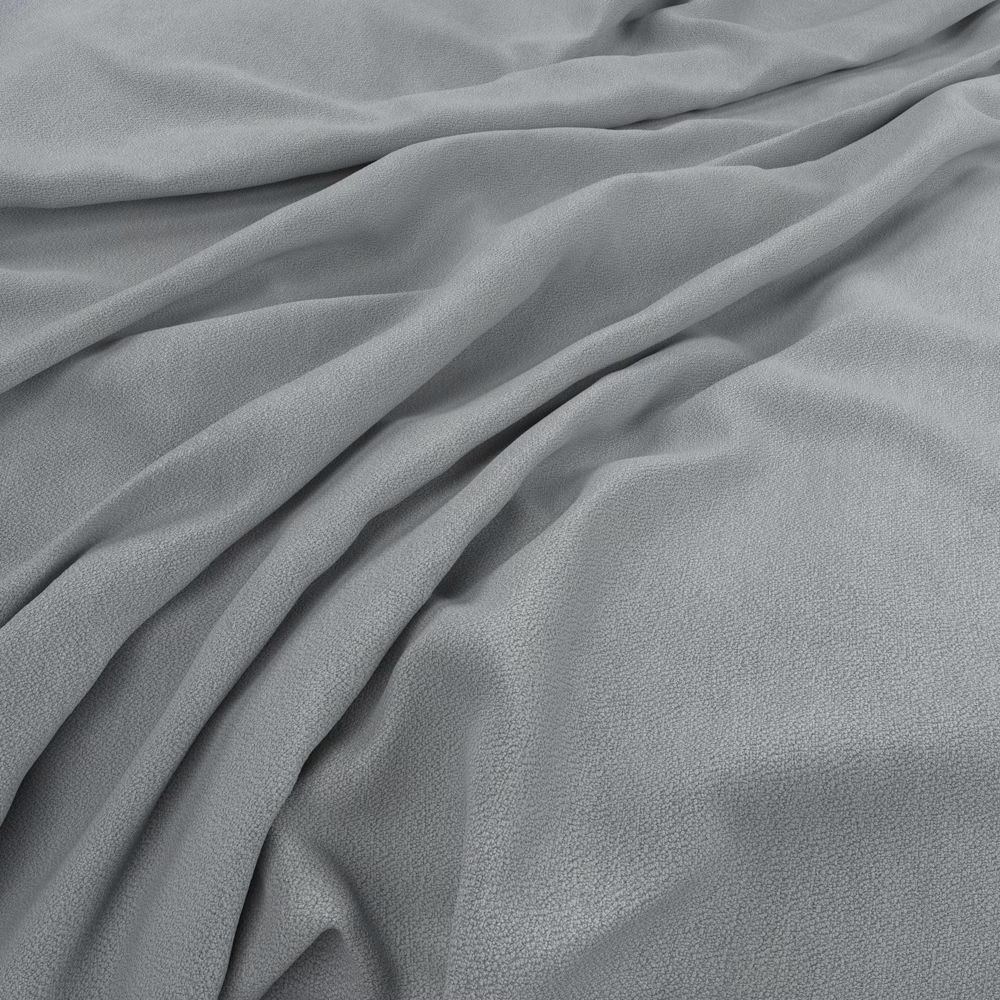 Soft powder-grey fabric with fine peached texture gathered into fluid folds