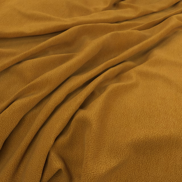 Warm saffron fabric with fine napped texture gathered into soft folds
