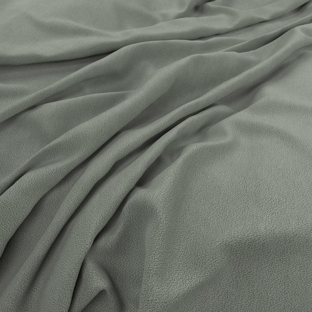 Muted teal-green fabric with fine pebbled texture falling in soft folds