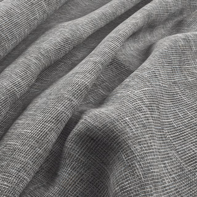 Cool ash-grey woven grid with softly rippled, light-catching folds