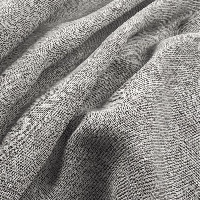 Cool silver-grey fabric showing a fine crosshatched weave in softly gathered folds