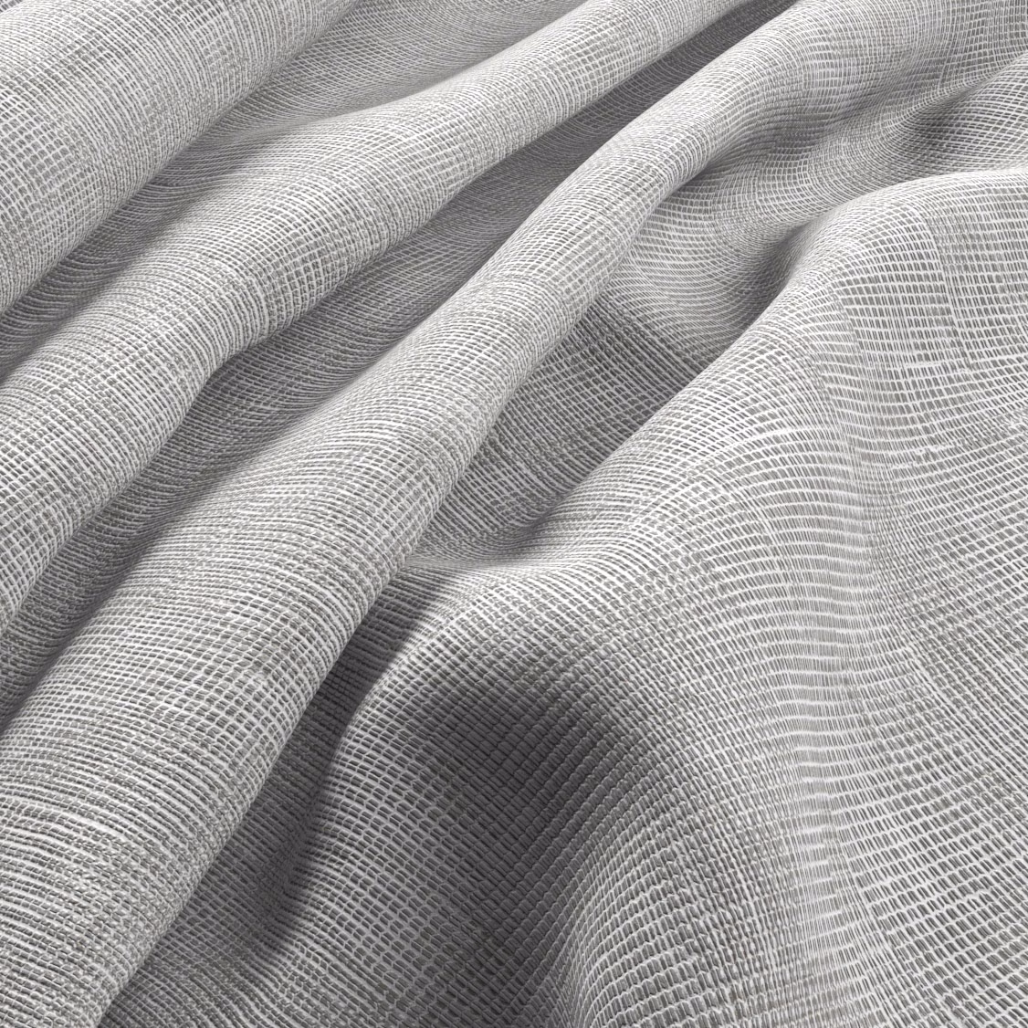 Pearl-grey fabric with a fine crosshatched weave folded into soft ripples