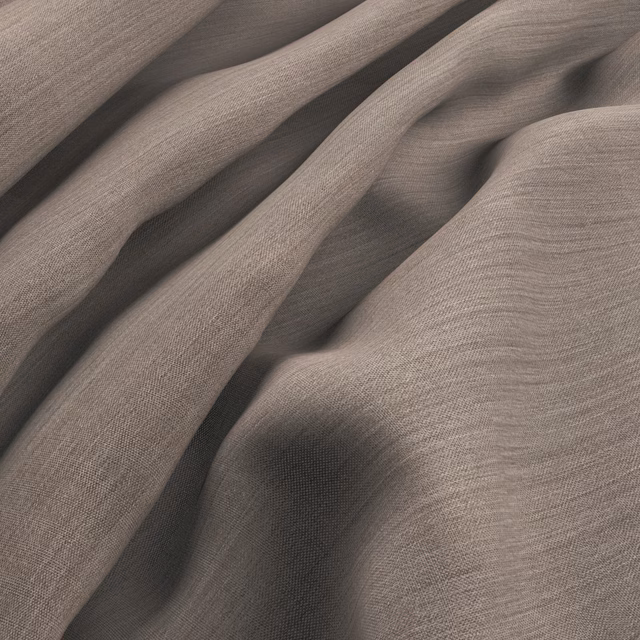 Muted flax-taupe plain weave gathered into soft, shadowed folds