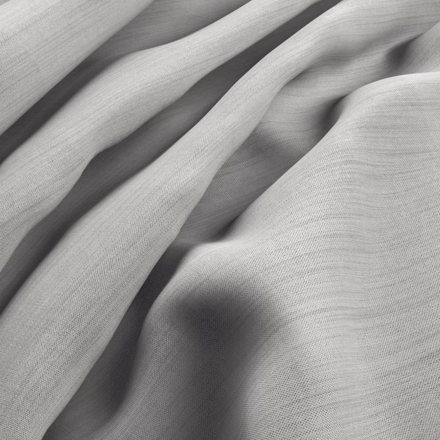 Pale frost-grey woven fabric gathered into softly shadowed fluid folds