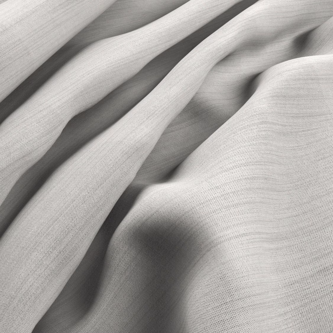 Pale oyster-grey woven fabric draped in soft folds with subtle linear texture