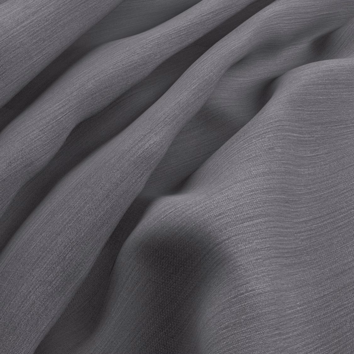 Cool storm-grey woven fabric with fine striations gathered into soft folds