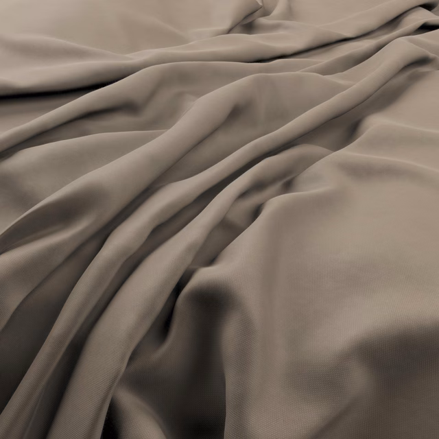 Soft taupe-grey fabric in close fine weave, gathered into fluid folds