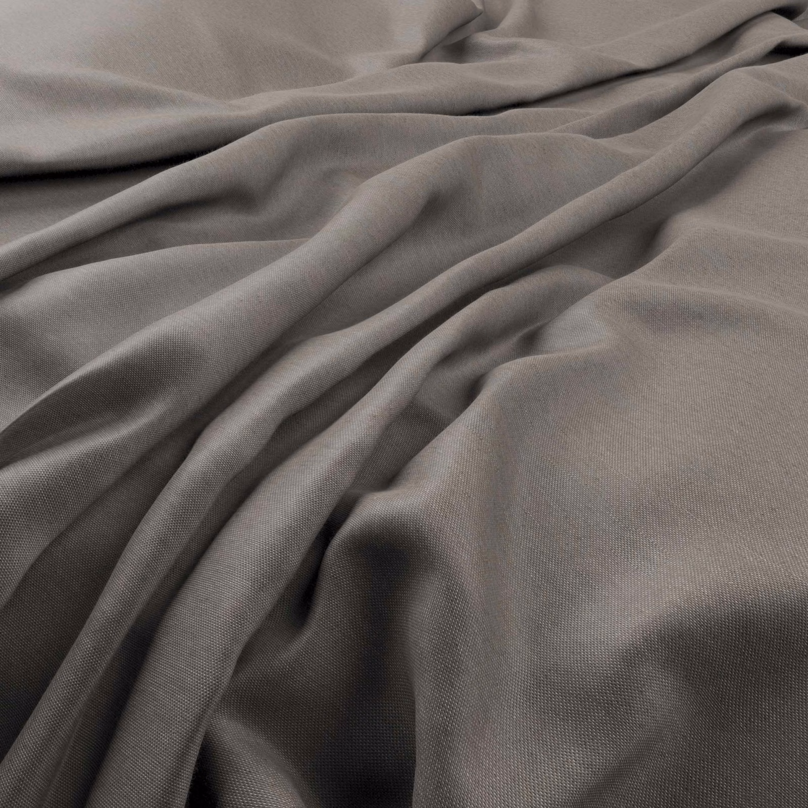 Cool dolphin-grey fabric with a fine weave falling in soft, deep folds