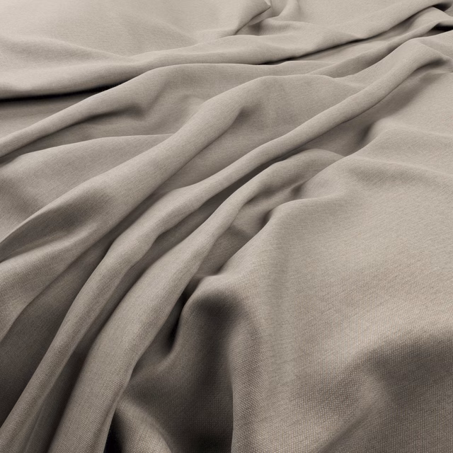 Muted taupe fine-weave cloth falling in soft folds with gentle tonal shading