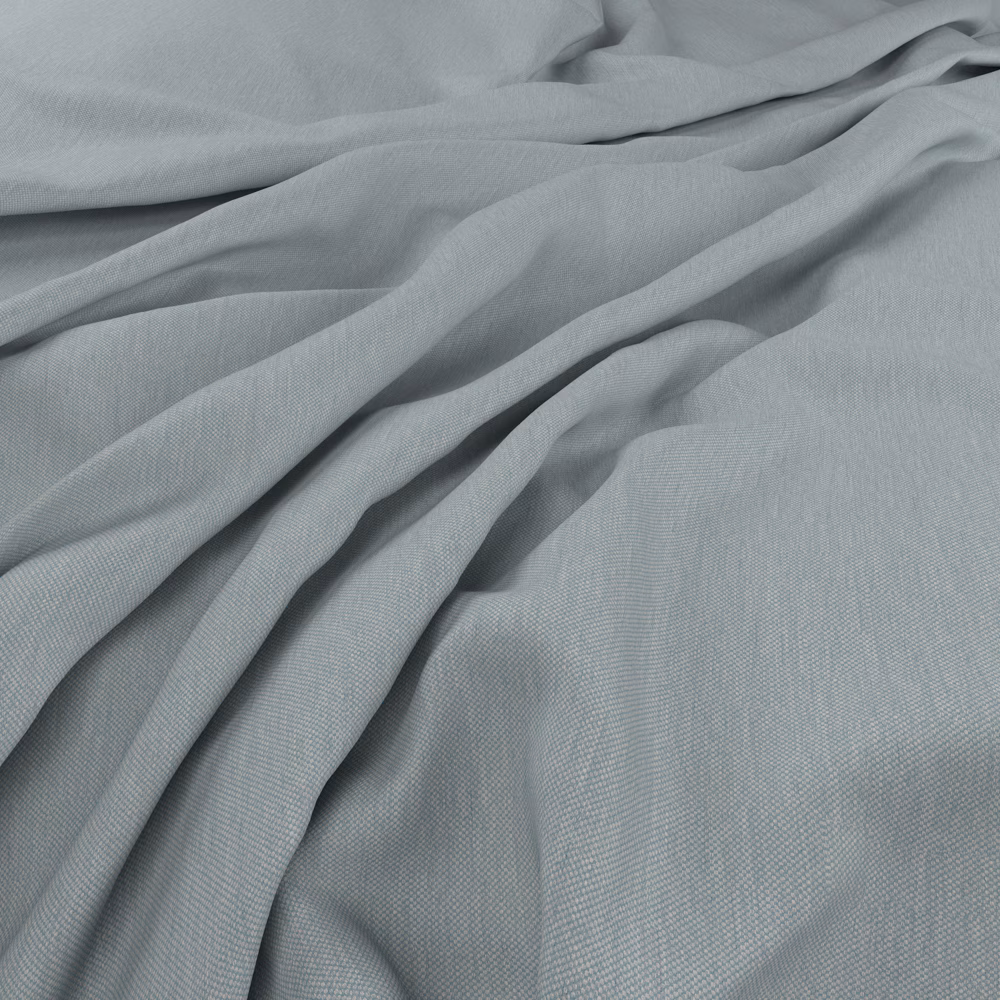 Pale blue-grey fine-weave fabric gathered into soft flowing folds
