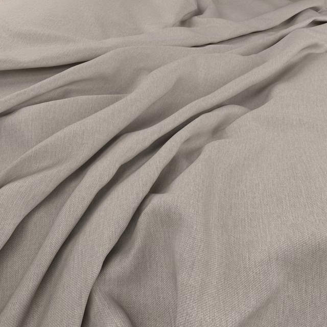 Soft stone-taupe plain-weave fabric gathered into fluid folds