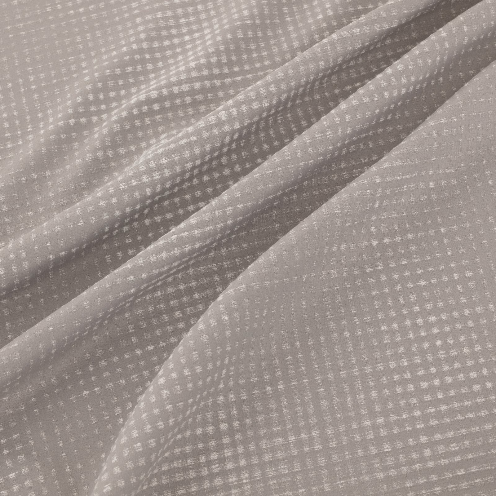 Cool silver-grey woven fabric with a small broken check texture in soft folds