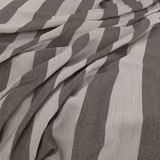 Stone-grey and ivory fabric with broad irregular stripes and a fine woven texture