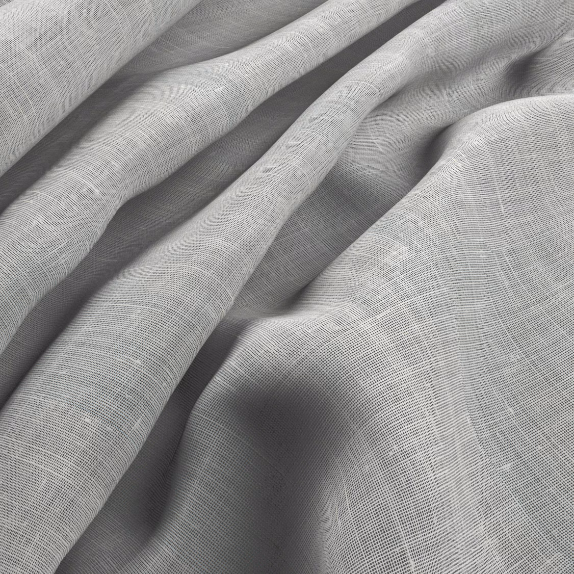 Pale ivory fabric with a fine grey crossweave, gathered into soft folds