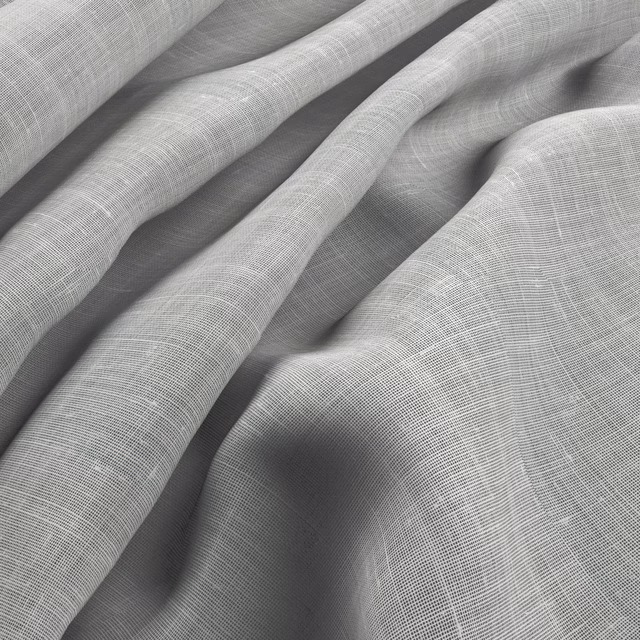 Pale ivory fabric with a fine grey crossweave, gathered into soft folds