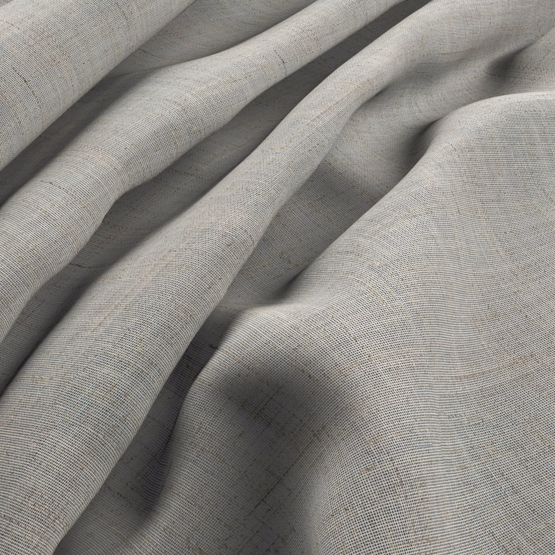 Pale greige Rhodes fabric showing a fine crosshatch weave in soft folds