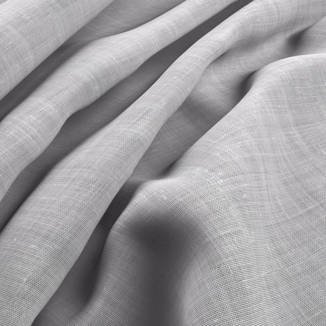 Soft silver-grey Rhodes textile showing a fine crosshatch weave in flowing folds