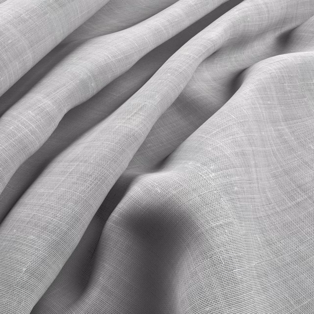 Soft silver-grey Rhodes textile showing a fine crosshatch weave in flowing folds