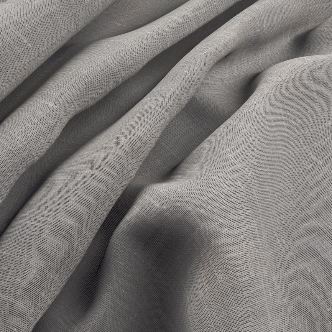 Pebble-grey fabric with a fine crosshatch weave arranged in soft folds