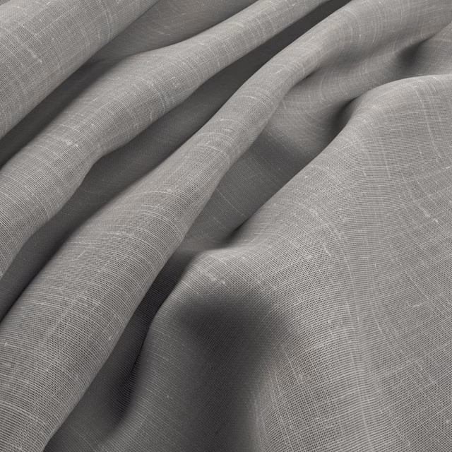 Pebble-grey fabric with a fine crosshatch weave arranged in soft folds
