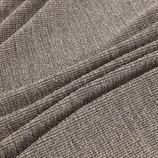Close-up of taupe-grey Rimini Basalt with dense nubby woven texture