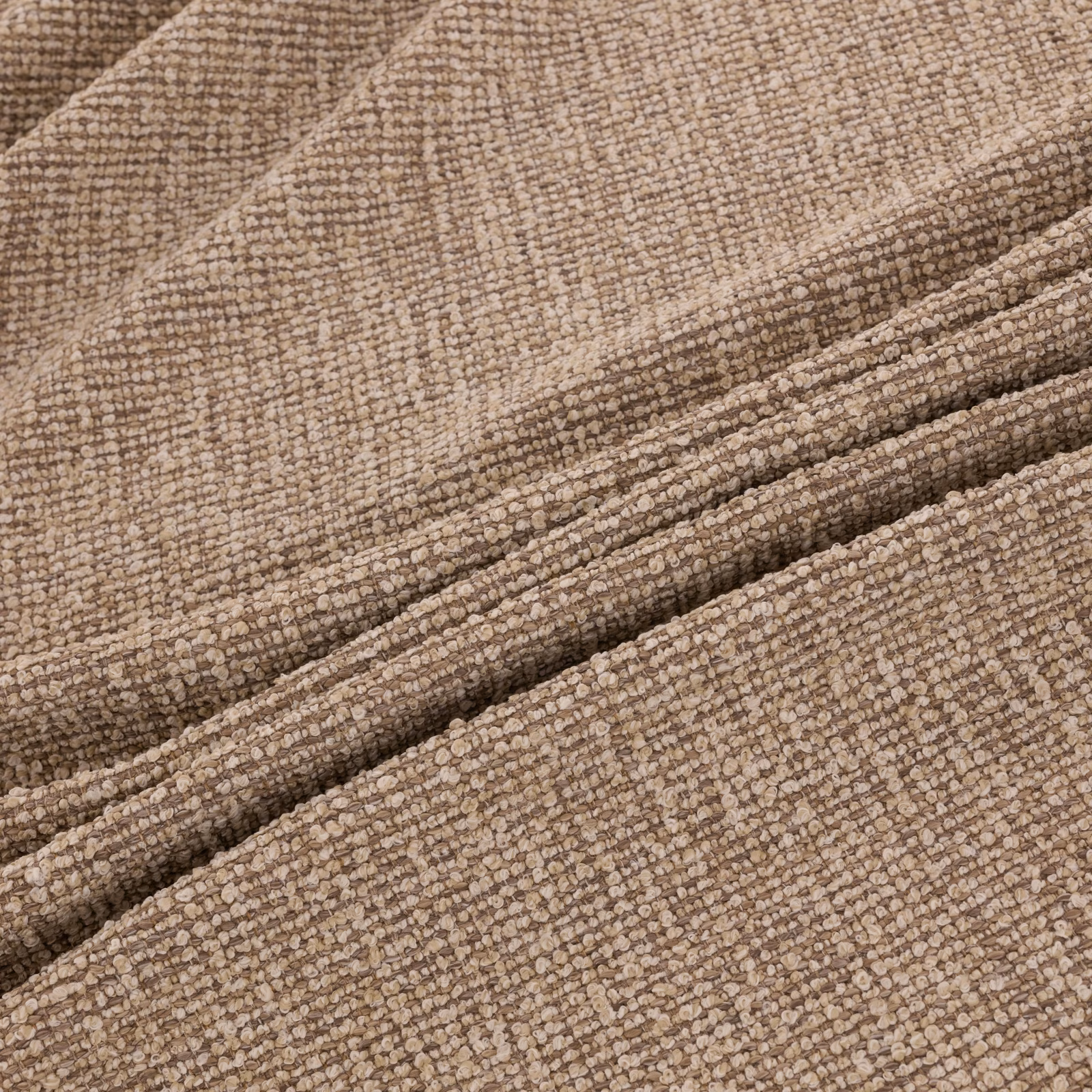 Taupe Cobblestone woven fabric with flecked loops and softly folded texture
